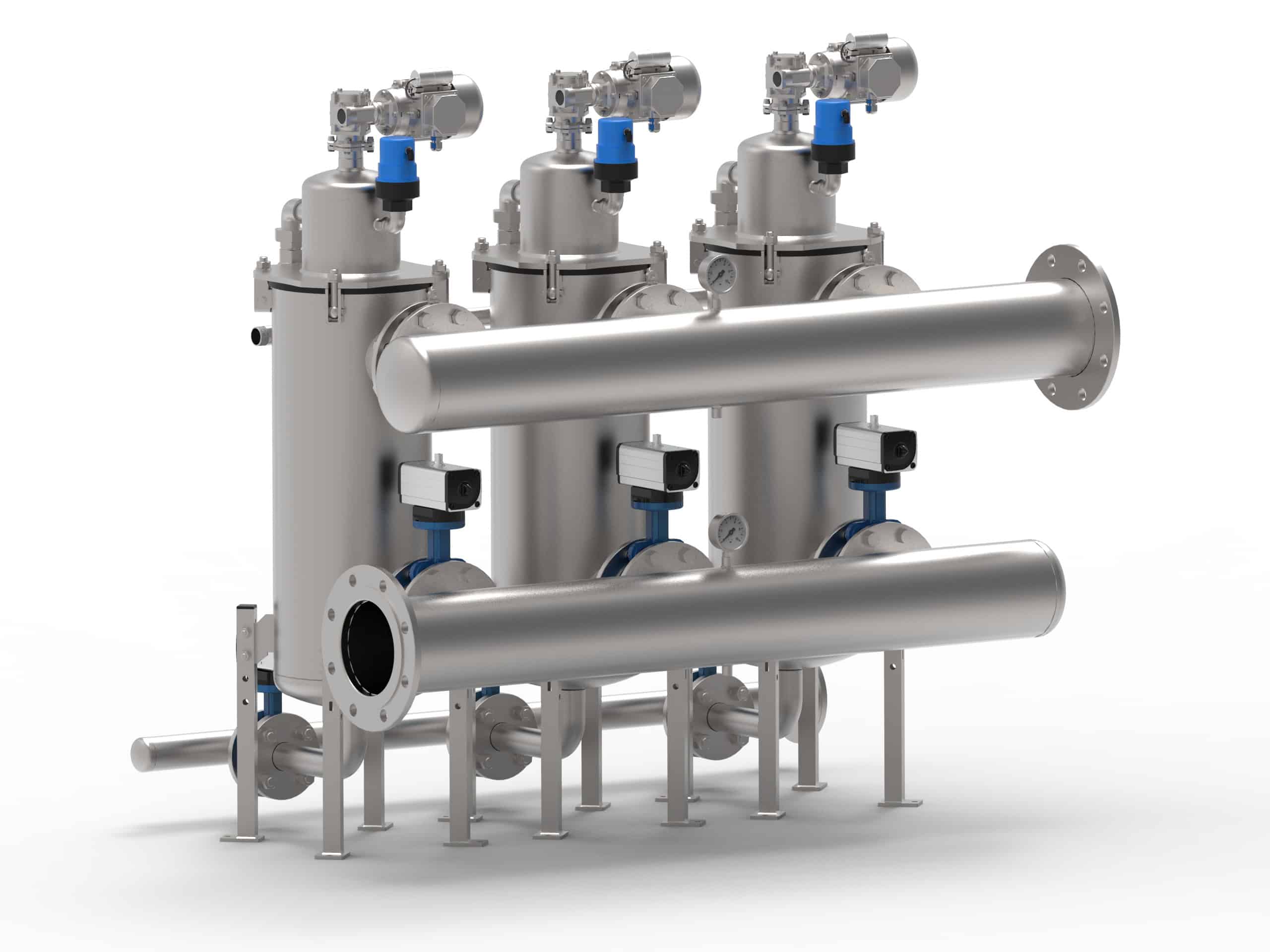 Skid 21 vertical HybridJet filter with DN100 specifications