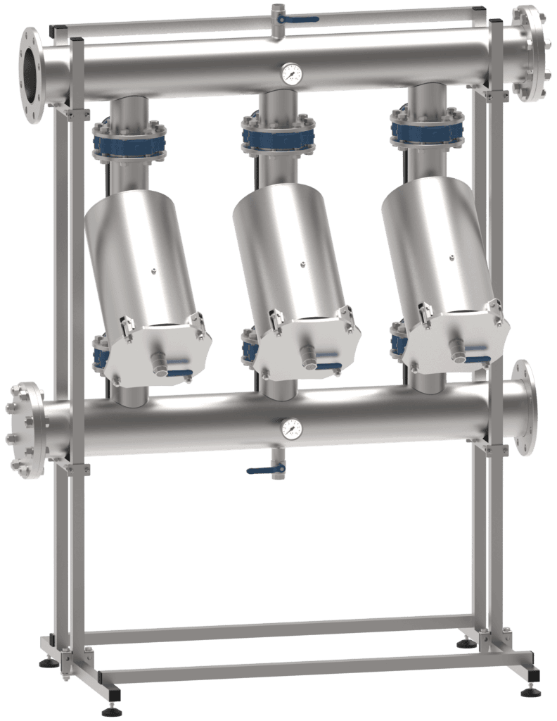 skid met meerdere simplex strainers